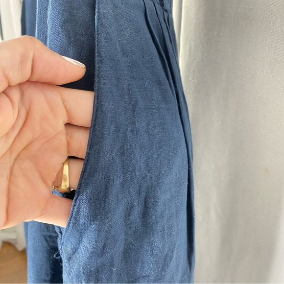 Massimo Dutti New Skirt Womens Sz M Navy Blue Linen Side Slits - Picture 7 of 12